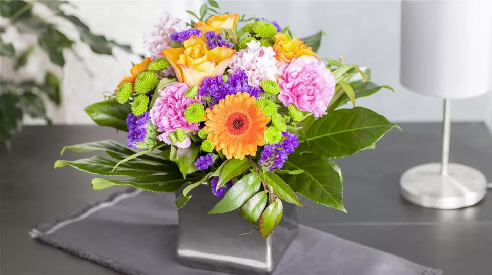 Stauß Pink (Dianthus caryophyllus, Rosa, orange, Gerbera)